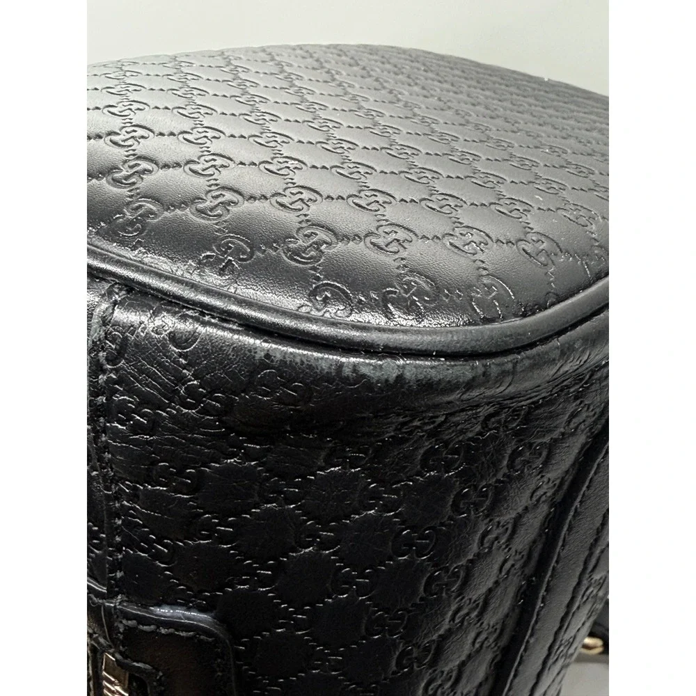 Gucci Microguccissima Mini Dome‎ Satchel Black Leather Crossbody Bag Handbag GG
